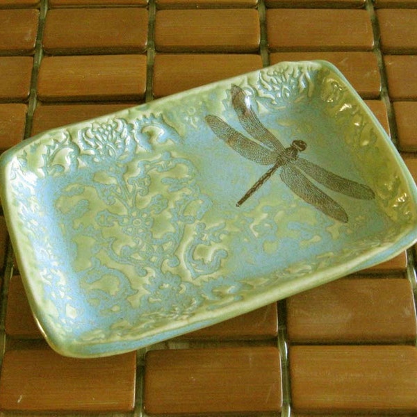 Dragonfly Soap\/Jewelry Tray - Hand Built Stoneware