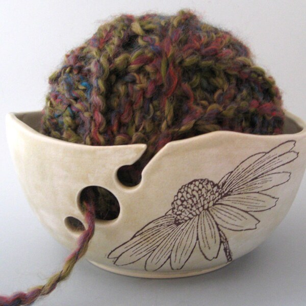 Yarn Bowl - Rudbeckia - Botanical - Hand Thrown Ceramic Stoneware Pottery