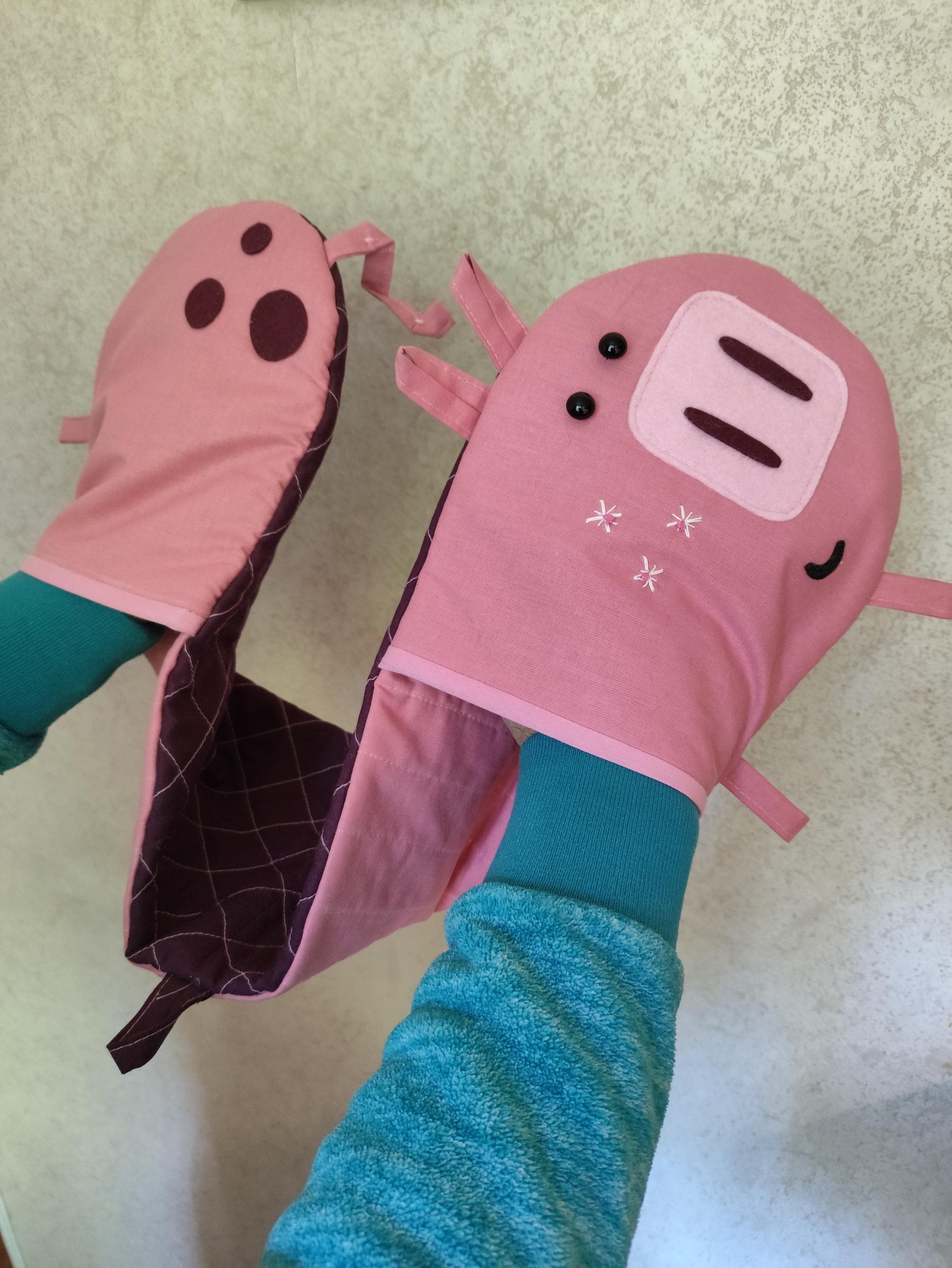 Lot De 2 Maniques Et Maniques En Forme De Cochon Mignon, Pour