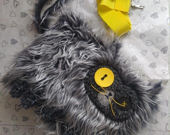 The cat lover gift - Cute Crossbody cat bag in gray color Madame Kis-Kis for girls and women