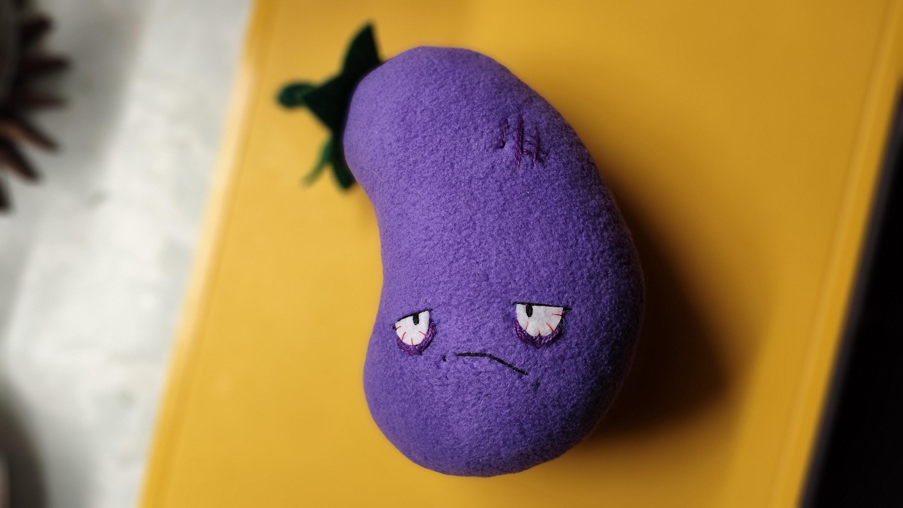 Sad Eggplant Plush Toy | Funny Food Therapy Session | Handmade