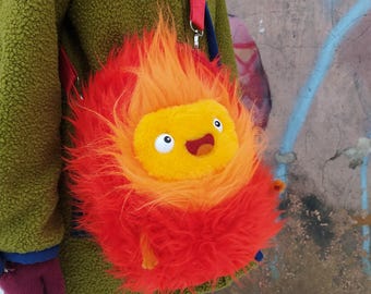 Calcifer shoulder bag Howls Moving Castle - red demon designer bag -Christmas gift