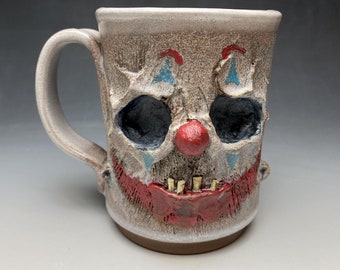 Mustache Mug- Clown Skull- Left Handed