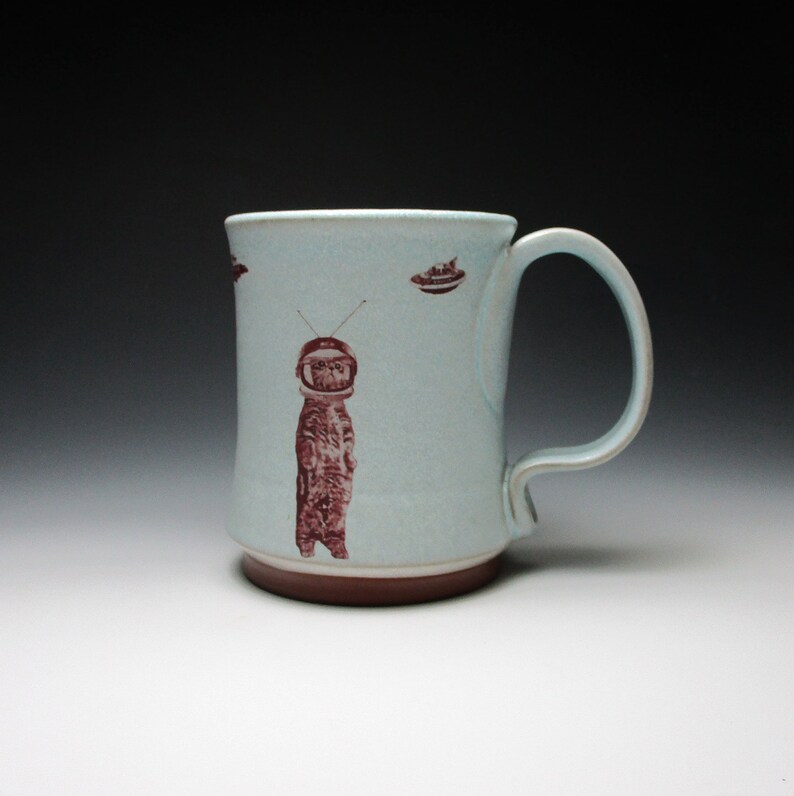 Space Cat Mug Fine Art Ceramics Art & Collectibles urtesi.com