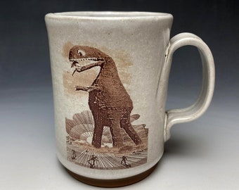 Mustache Mug- Dino Attack- Right Handed