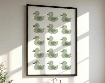 Sage Green Rubber Duck Print, Bathroom Print, Bathroom Wall Art, Bathroom Decor, Bathroom Art, Rubber Duck Gifts, Cute Bathroom Print
