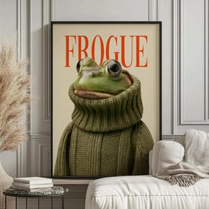 Frogue Magazine Art Print, Fashion Frog Print, Funny Frog Poster, Trendy Eclectic Decor, Frog Art, Chic Wall Art, Chic Prints, Trendy Prints