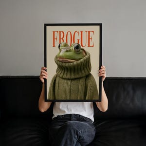 Frogue Magazine Art Print, Fashion Frog Print, Funny Frog Poster, Trendy Eclectic Decor, Frog Art, Chic Wall Art, Chic Prints, Trendy Prints imagen 5