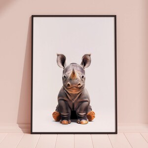 Baby Rhino Print, Rhino Poster, Rhino Wall Art, Rhino Art Print, Rhino Photo, Nursery Prints, Kids Bedroom, Rhino Print image 2