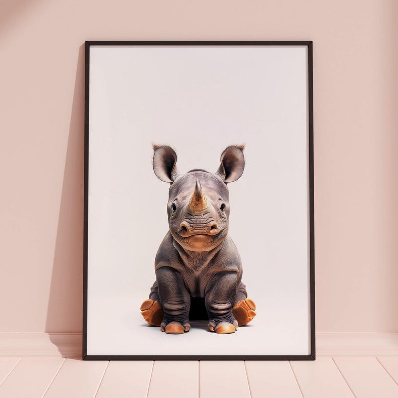 Baby Rhino Print, Rhino Poster, Rhino Wall Art, Rhino Art Print, Rhino Photo, Nursery Prints, Kids Bedroom, Rhino Print image 2