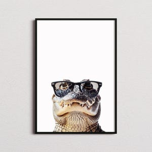 Alligator In Sunglasses Print, Alligator Print, Alligator Poster, Funny Alligator Print, Alligator Art, Kids Bedroom Art, Funny Animal Print image 1
