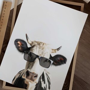Cow In Sunglasses Print, Cow Print, Cow Poster, Funny Cow Print, Cow Art, Kids Bedroom Art, Funny Animal Print image 2