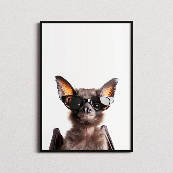 Bat In Sunglasses Print, Bat Print, Bat Poster, Funny Bat Print, Bat Art, Kids Bedroom Art, Funny Animal Print