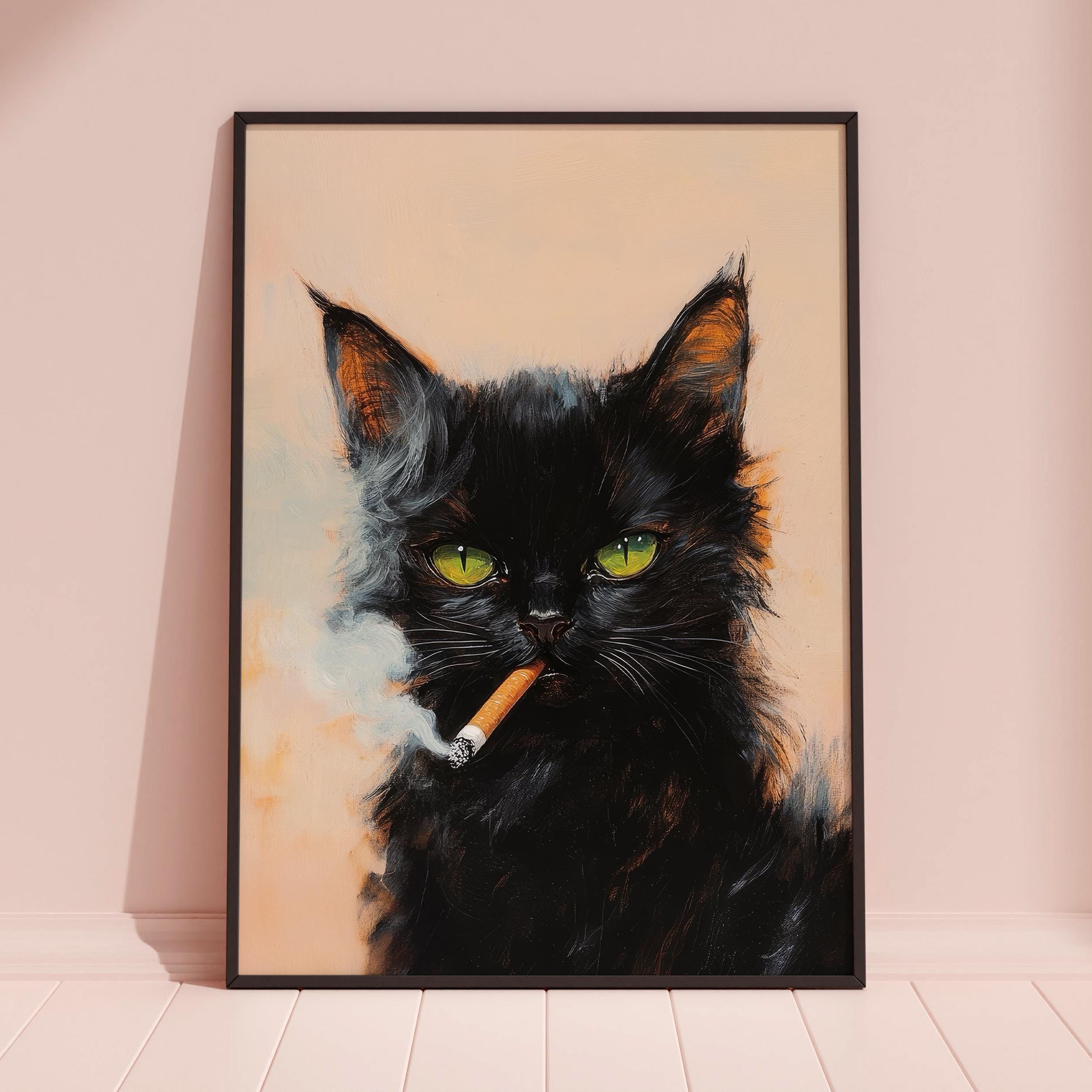 cat smoking cigarette painting 'Cat Lounging in Window'| Wall Plaque Art | Stupell Industries Product details/attributes Stupell Industries House Cat Smoking