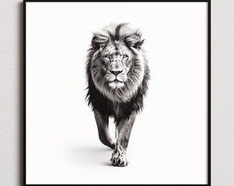 Black and White Lion Print, Lion Print, Lion Poster, Lion Photo, Black and White print, Black and White Wall Art, Black and White Poster