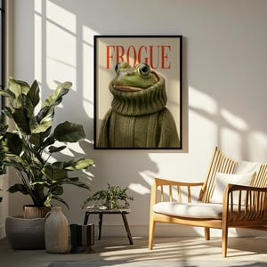 Frogue Magazine Art Print, Fashion Frog Print, Funny Frog Poster, Trendy Eclectic Decor, Frog Art, Chic Wall Art, Chic Prints, Trendy Prints imagen 7
