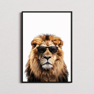 Lion In Sunglasses Print, Lion Print, Lion Poster, Funny Lion Print, Lion Art, Kids Bedroom Art, Funny Animal Print