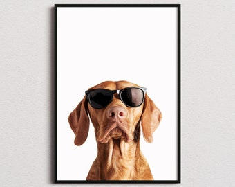 Vizsla en gafas de sol impresión, impresión de Vizsla, cartel de Vizsla, impresión divertida de Vizsla, arte de Vizsla, impresión de perro divertido, arte de perro divertido