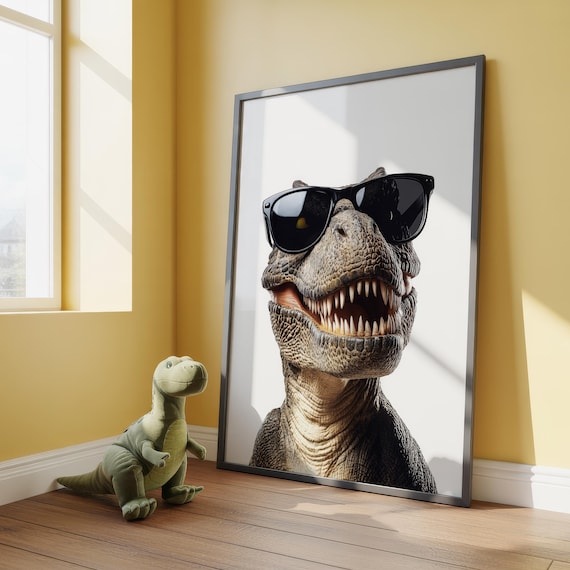 Tyrannosaurus Rex In Sunglasses Print, Tyrannosaurus Rex Poster, T-Rex Print, T-Rex Poster, Dinosaur Poster, Kids Bedroom Print