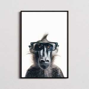 Baboon In Sunglasses Print, Baboon Print, Baboon Poster, Funny Baboon Print, Baboon Art, Kids Bedroom Art, Funny Animal Print