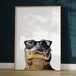 Alligator In Sunglasses Print, Alligator Print, Alligator Poster, Funny Alligator Print, Alligator Art, Kids Bedroom Art, Funny Animal Print image 4