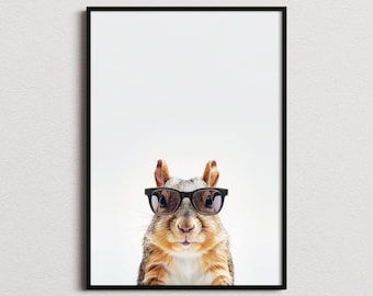 Squirrel In Sunglasses Print, Squirrel Print, Squirrel Poster, Funny Squirrel Print, Squirrel Art, Kids Bedroom Art, Funny Animal Print