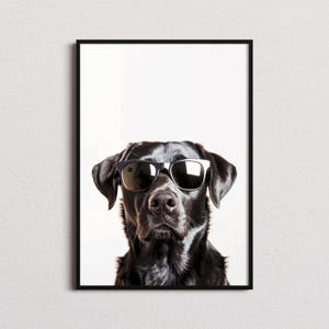 Black Labrador In Sunglasses Print, Black Labrador Dog Print, Black Labrador Dog Poster, Funny Black Lab Dog Print, Black Lab Dog Art