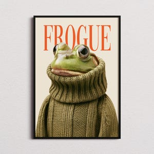 Frogue Magazine Art Print, Fashion Frog Print, Funny Frog Poster, Trendy Eclectic Decor, Frog Art, Chic Wall Art, Chic Prints, Trendy Prints imagen 2