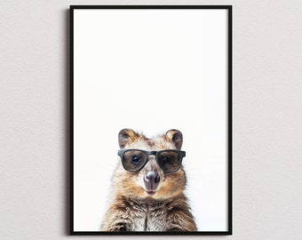 Impresión de Quokka con gafas de sol, impresión de Quokka, póster de Quokka, impresión divertida de Quokka, arte de Quokka, arte para dormitorio infantil, impresión divertida de animal