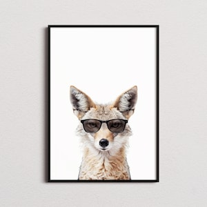Jackal In Sunglasses Print, Jackal Print, Jackal Poster, Funny Jackal Print, Jackal Art, Kids Bedroom Art, Funny Animal Print
