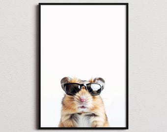 Hamster In Sunglasses Print, Hamster Print, Hamster Poster, Funny Hamster Print, Hamster Art, Kids Bedroom Art, Funny Animal Print