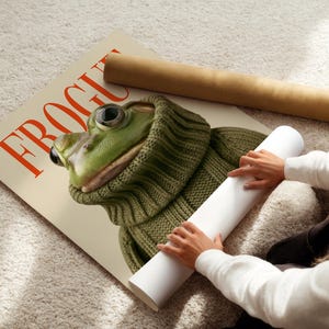 Frogue Magazine Art Print, Fashion Frog Print, Funny Frog Poster, Trendy Eclectic Decor, Frog Art, Chic Wall Art, Chic Prints, Trendy Prints imagen 3