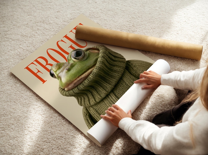 Frogue Magazine Art Print, Fashion Frog Print, Funny Frog Poster, Trendy Eclectic Decor, Frog Art, Chic Wall Art, Chic Prints, Trendy Prints imagen 3