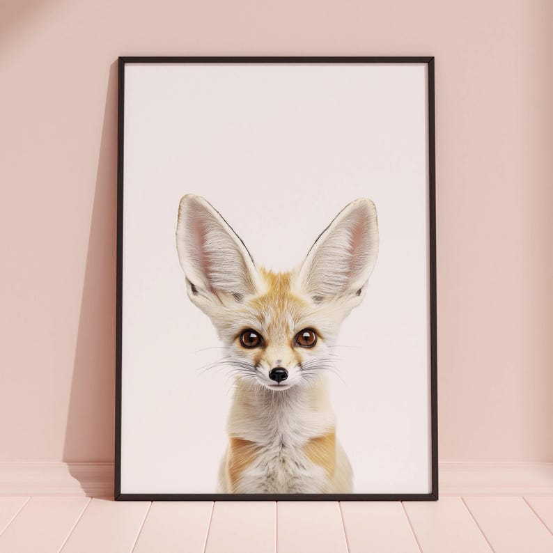 Impresión de zorro fénec, póster de zorro fénec, arte de pared de zorro fénec, impresión artística de zorro fénec, foto de zorro fénec imagen 2