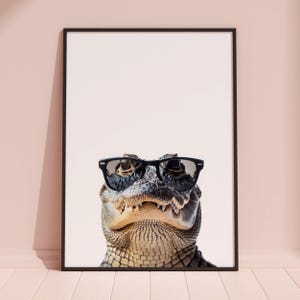 Alligator In Sunglasses Print, Alligator Print, Alligator Poster, Funny Alligator Print, Alligator Art, Kids Bedroom Art, Funny Animal Print image 3