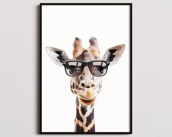 Giraffe In Sunglasses Print, Giraffe Print, Giraffe Poster, Funny Giraffe Print, Giraffe Art, Kids Bedroom Art, Funny Animal Print