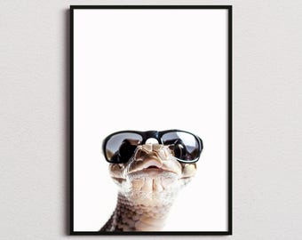 Estampa de cobra com óculos de sol, Estampa de cobra, Pôster de cobra, Estampa de cobra engraçada, Arte de cobra, Arte para quarto infantil, Estampa de animal engraçada