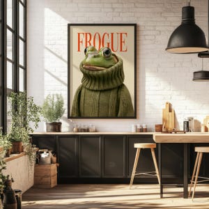 Frogue Magazine Art Print, Fashion Frog Print, Funny Frog Poster, Trendy Eclectic Decor, Frog Art, Chic Wall Art, Chic Prints, Trendy Prints imagen 8