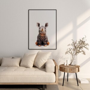 Baby Rhino Print, Rhino Poster, Rhino Wall Art, Rhino Art Print, Rhino Photo, Nursery Prints, Kids Bedroom, Rhino Print image 3
