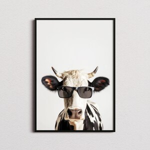 Cow In Sunglasses Print, Cow Print, Cow Poster, Funny Cow Print, Cow Art, Kids Bedroom Art, Funny Animal Print image 1