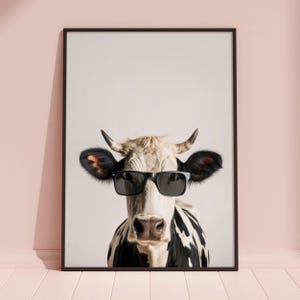Cow In Sunglasses Print, Cow Print, Cow Poster, Funny Cow Print, Cow Art, Kids Bedroom Art, Funny Animal Print image 3
