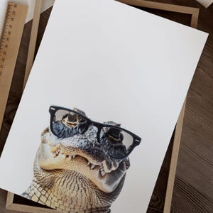 Alligator In Sunglasses Print, Alligator Print, Alligator Poster, Funny Alligator Print, Alligator Art, Kids Bedroom Art, Funny Animal Print image 2