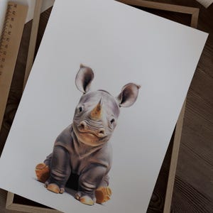 Baby Rhino Print, Rhino Poster, Rhino Wall Art, Rhino Art Print, Rhino Photo, Nursery Prints, Kids Bedroom, Rhino Print image 5