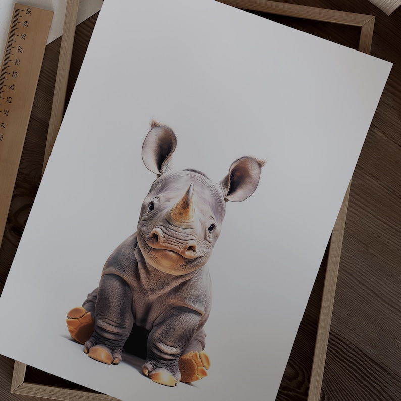 Baby Rhino Print, Rhino Poster, Rhino Wall Art, Rhino Art Print, Rhino Photo, Nursery Prints, Kids Bedroom, Rhino Print image 5