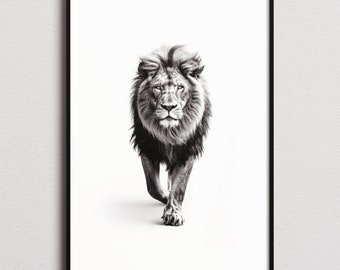 Black and White Lion Print, Lion Print, Lion Poster, Lion Photo, Black and White print, Black and White Wall Art, Black and White Poster