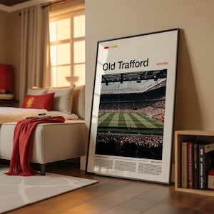 Old Trafford Print, Manchester United Gifts, Manchester United Art, Man United Gifts, Old Trafford Poster, Old Trafford Stadium, MUFC Gifts image 1