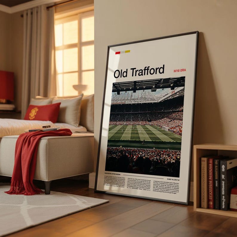 Old Trafford Print, Manchester United Gifts, Manchester United Art, Man United Gifts, Old Trafford Poster, Old Trafford Stadium, MUFC Gifts image 1