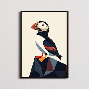 Hermoso estampado de frailecillo, estampado de frailecillo, póster de frailecillo, arte de frailecillo, arte de aves, póster de aves, impresiones de aves, regalo para observadores de aves, observación de aves