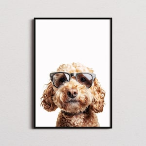 Impresión de Cockapoo con gafas de sol, impresión de perro Cockapoo, póster de perro Cockapoo, impresión divertida de perro Cockapoo, arte de perro Cockapoo, impresión divertida de perro