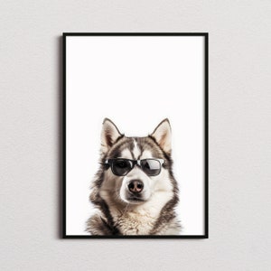 Husky In Sunglasses Print, Husky Dog Print, Husky Dog Poster, Funny Husky Dog Print, Husky Dog Art, Funny Dog Print, Funny Dog Art